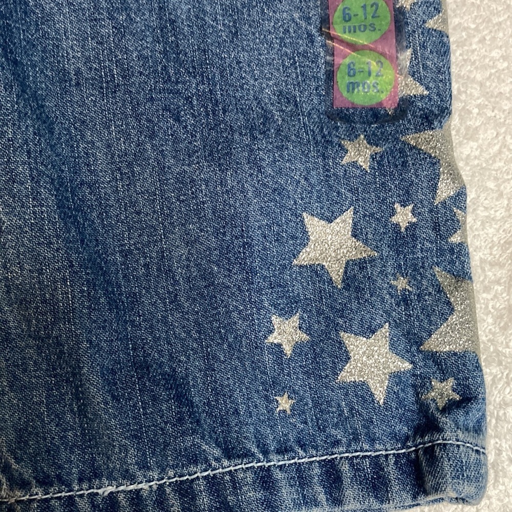 5/$20 NWT Gymboree 6/12m blue jean denim silver stars - Picture 2 of 6